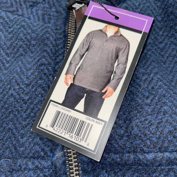 NWT London Fog Sherpa lined fleece pullover blue - Picture 4 of 4